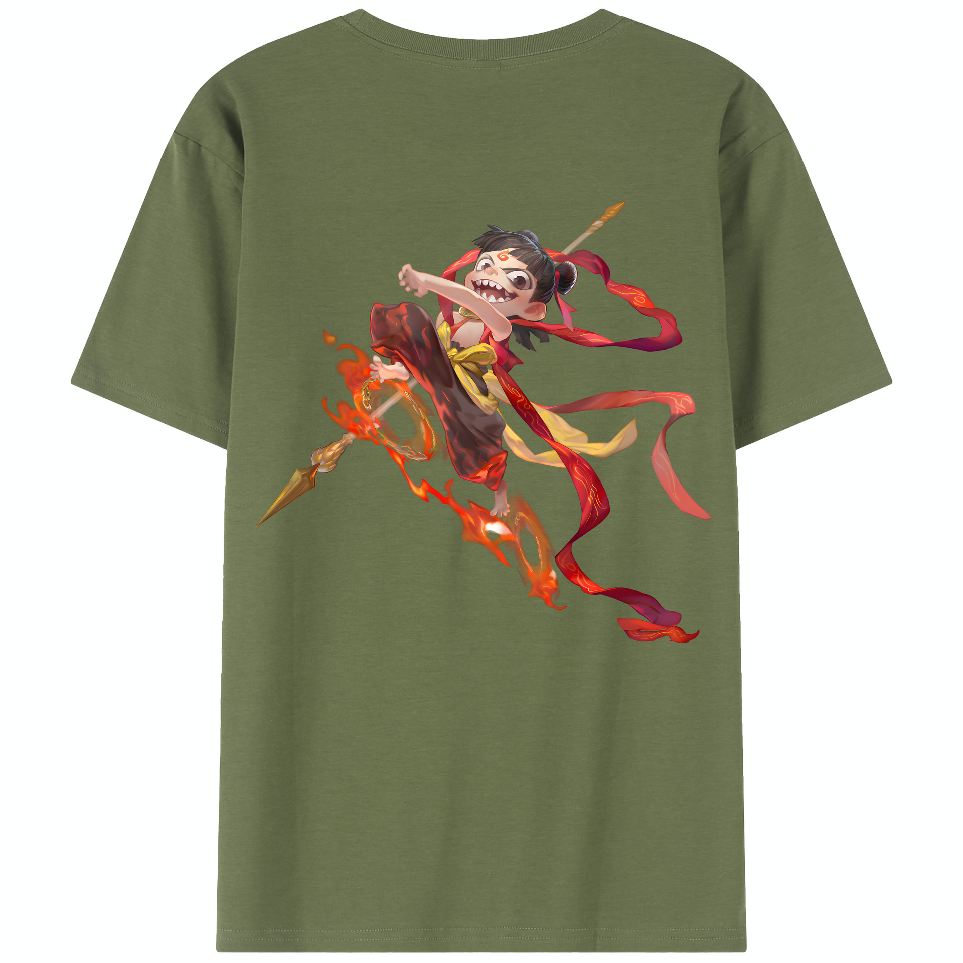 （画像用） Ne Zha 2 ナタ 魔童の大暴れ 綿100％半袖Tシャツ（背面プリント）